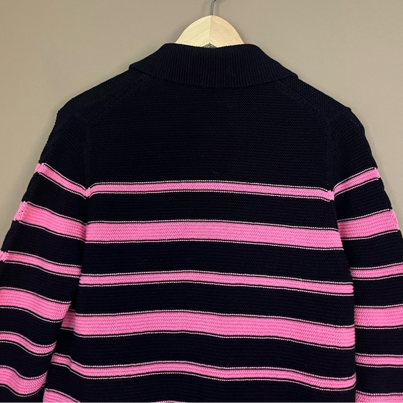 {Talbots} Shawl Collar Striped Cardigan Sweater in Pink & Navy - Womens Large - Picture 5 of 8